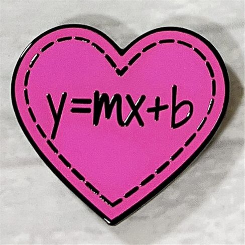 Algebraic Equation Brooch Pink Heart Badge Math Theme Enamel DIY Crafts for Shirt Canvas Bag Decoration Jewelry Gift for Lover Students Friends in Saudi Arabia