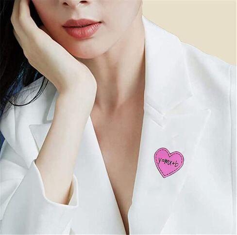 Algebraic Equation Brooch Pink Heart Badge Math Theme Enamel DIY Crafts for Shirt Canvas Bag Decoration Jewelry Gift for Lover Students Friends in Saudi Arabia