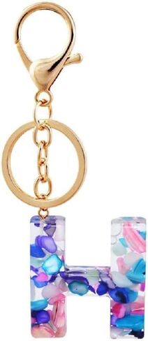 NC Fashion Blue-Purple-Pink Resin Alphabet Initial Letter Keychain Key Ring for Women Grils Purse Handbags in Saudi Arabia