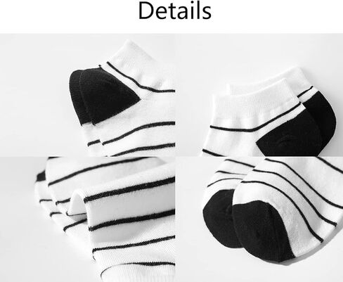 جوارب بطول الكاحل بنمط بقرة باللونين الاسود والابيض، جوارب قصيرة مخططة بنقشة مربعات غير ظاهرة للنساء والسيدات والفتيات، عبوة من 5 قطع in Kuwait