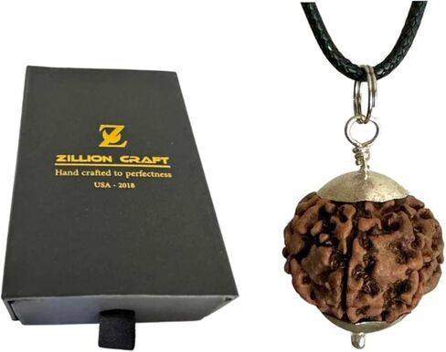 Zillion Craft 100% Original 7 Mukhi Rudraksha Bead with pure Silver Cap. 16-18 mm Standard size Nepali seven mukhi rudraksha. Natural Rudraksha with adjustable cord in Kuwait