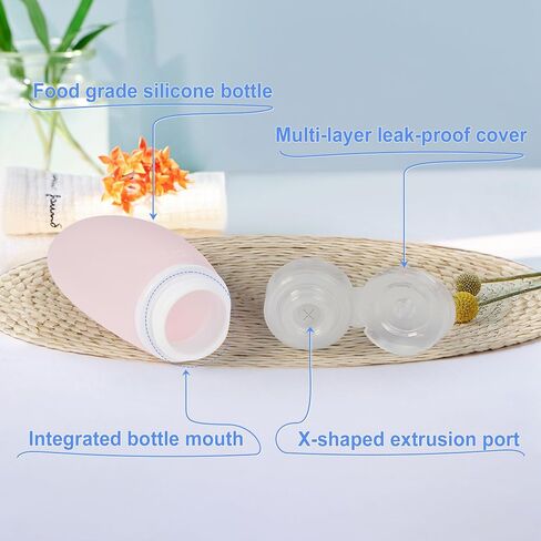 4 Pcs Travel Size Bottles for Toiletries, 3.4 oz Silicone Travel Containers for Toiletries With a Perfume Refillable Bottle, Larger Tsa Approved Toiletry Bottles in Saudi Arabia