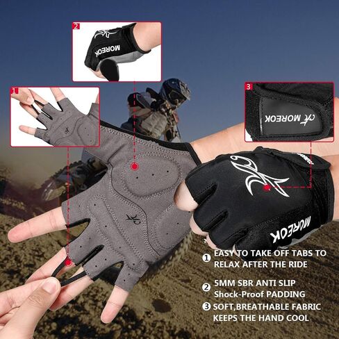 قفازات MOREOK للرجال لركوب الدراجات، قفازات نصف إصبع لركوب الدراجات MTB DH Road Bike Gloves جل وسادة ممتصة للصدمات ومضادة للانزلاق قابلة للتنفس قفازات دراجة نارية جبلية للجنسين والنساء in Saudi Arabia