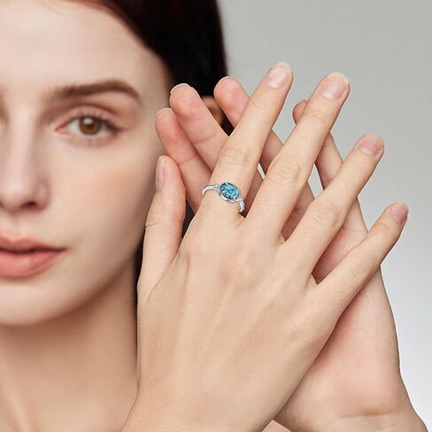 خواتم فيروزية للنساء من الفضة الإسترلينية، خواتم بوهو الغربية الفيروزية الحقيقية هدية مجوهرات للأم والزوجة والجدة in Kuwait