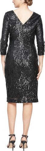 S.L. Fashions Women's 3/4 Sleeve Sequined Stretch Sheath Dress (Petite & Regular) in Saudi Arabia