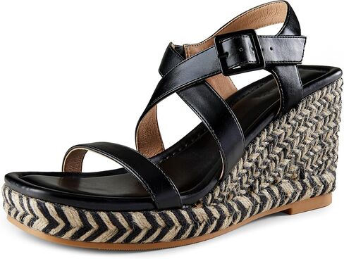 صنادل إسفين من Arromic للنساء، صنادل Espadrille ذات نعل سميك، أحذية بكعب عريض مفتوح من الأمام، كاجوال مريح للصيف والشاطئ للنساء المتأنقة in Saudi Arabia