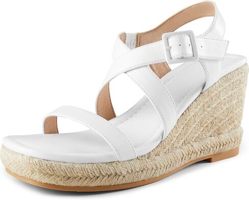 صنادل إسفين من Arromic للنساء، صنادل Espadrille ذات نعل سميك، أحذية بكعب عريض مفتوح من الأمام، كاجوال مريح للصيف والشاطئ للنساء المتأنقة in Kuwait