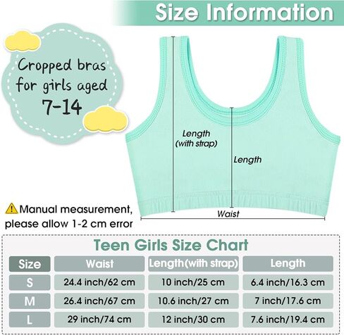 مجموعة من 12 حمالة صدر قطنية للفتيات من بوروكا، حمالة صدر للتدريب كامي للفتيات، حمالة صدر رياضية للفتيات الصغيرات in Kuwait