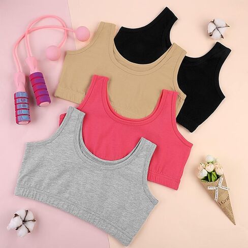 مجموعة من 12 حمالة صدر قطنية للفتيات من بوروكا، حمالة صدر للتدريب كامي للفتيات، حمالة صدر رياضية للفتيات الصغيرات in Kuwait