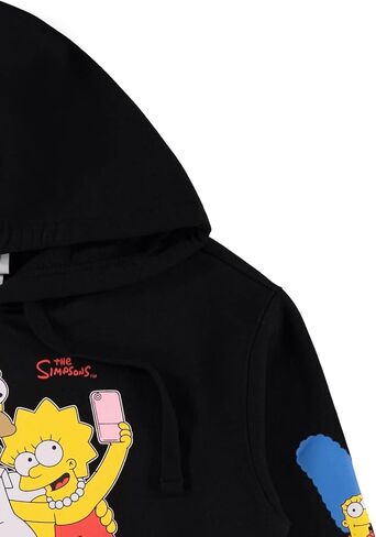 سويت شيرت بقلنسوة للسيدات من The Simpsons - سويت شيرت بقلنسوة ليزا وبارت وهومر سيمبسون مع طباعة الأكمام in Kuwait