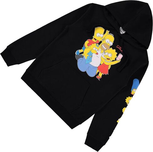 سويت شيرت بقلنسوة للسيدات من The Simpsons - سويت شيرت بقلنسوة ليزا وبارت وهومر سيمبسون مع طباعة الأكمام in Kuwait