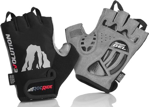 Cycling Gloves with Gel Padded Protection. Road and Mountain Biking. Half Finger with Pull Tabs. Men, Women and Children Sizes. in Saudi Arabia