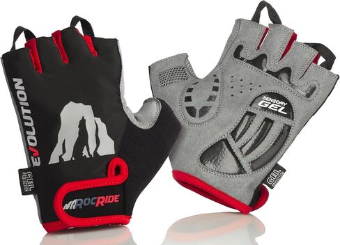 Cycling Gloves with Gel Padded Protection. Road and Mountain Biking. Half Finger with Pull Tabs. Men, Women and Children Sizes. in Saudi Arabia
