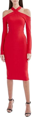 BCBGMAXAZRIA Women's Long Sleeve Sweater Cocktail Dress with Cold Shoulder in Saudi Arabia