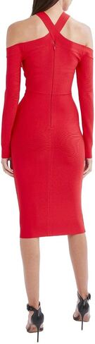 BCBGMAXAZRIA Women's Long Sleeve Sweater Cocktail Dress with Cold Shoulder in Saudi Arabia