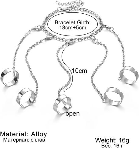 Punk Adjustable Chain Finger Rings Bracelet Tassel Bracelet with Finger Ring Finger Claws for Men Women in Saudi Arabia