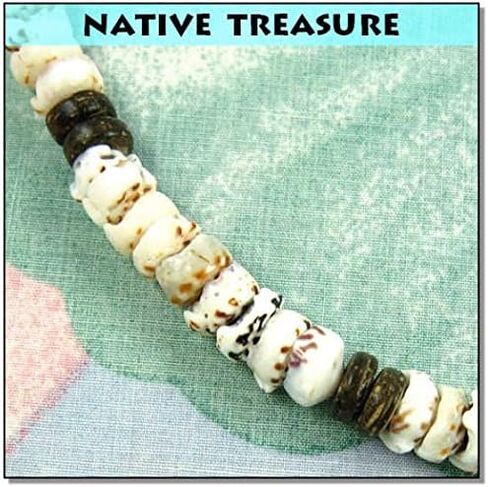قلادة من صدفة بوكا الأصلية للبالغين من الجنسين من Native Treasure من الفلبين، وقذائف كونوس بوكا المرقطة وخرز جوز الهند البني in Kuwait