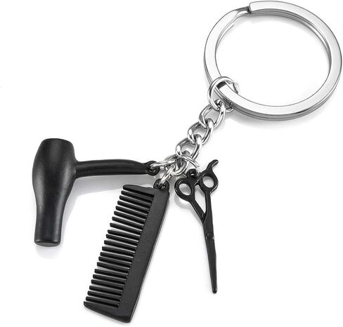 Jovivi 3 In 1 Fashion Hairdresser Hair Dryer,Scissor,Comb Charm Pendant Keychain Keyring - Perfect Salon Owner,or Hair Stylist Gift in Saudi Arabia