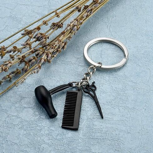 Jovivi 3 In 1 Fashion Hairdresser Hair Dryer,Scissor,Comb Charm Pendant Keychain Keyring - Perfect Salon Owner,or Hair Stylist Gift in Saudi Arabia