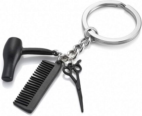 Jovivi 3 In 1 Fashion Hairdresser Hair Dryer,Scissor,Comb Charm Pendant Keychain Keyring - Perfect Salon Owner,or Hair Stylist Gift in Saudi Arabia
