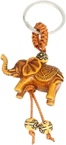 YuanYouTong Elephant Keychain Women Car/Bag Keychain Purse Charm Imitation Wood Keychain Lucky Elephant Keyring for Men and Gilrs Decorations and Holiday Gift, Brown in Kuwait