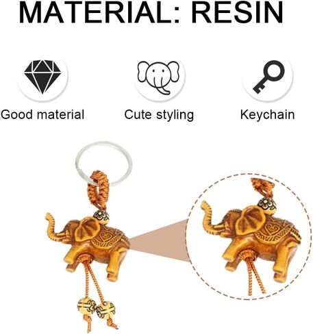 YuanYouTong Elephant Keychain Women Car/Bag Keychain Purse Charm Imitation Wood Keychain Lucky Elephant Keyring for Men and Gilrs Decorations and Holiday Gift, Brown in Kuwait