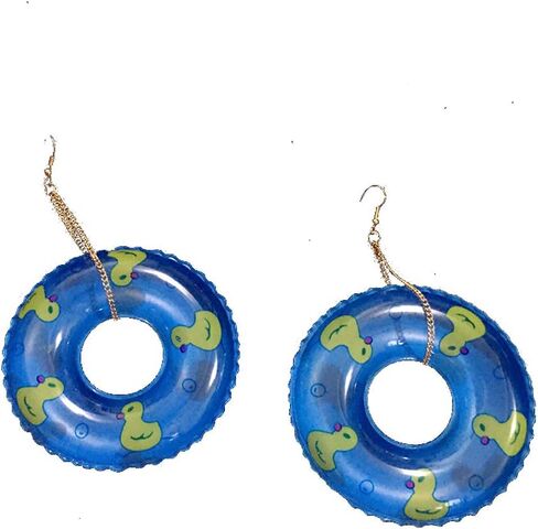 Lightweight Punk Circle Duck Swimming Ring Earrings Cute Big Summer Beach Statement Pool Party Earrings for Women Girls Holiday Vacation Jewelry in Saudi Arabia