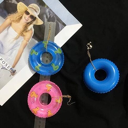 Lightweight Punk Circle Duck Swimming Ring Earrings Cute Big Summer Beach Statement Pool Party Earrings for Women Girls Holiday Vacation Jewelry in Saudi Arabia
