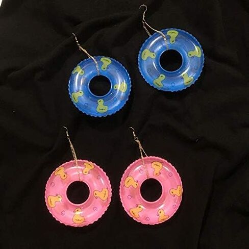 Lightweight Punk Circle Duck Swimming Ring Earrings Cute Big Summer Beach Statement Pool Party Earrings for Women Girls Holiday Vacation Jewelry in Saudi Arabia