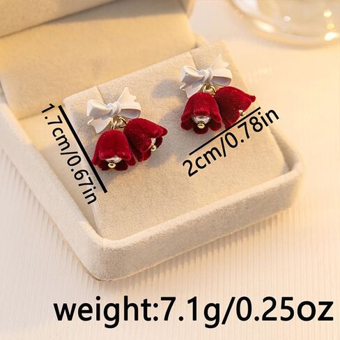 Vintage Shell Pearl Bowknot Bell Dangle Stud Earrings for Women Girls Hypoallergenic Cute Double Bells Charms Drop Dangling Stud Earring Lightweight Birthday Christmas New Year Festival Party Jewelry Dainty Gifts in Saudi Arabia