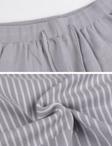 ملابس Lianlive مكونة من قطعتين للنساء، سترة محبوكة مخططة كاجوال، مجموعة قصيرة من مجموعات صالة للنساء in Kuwait