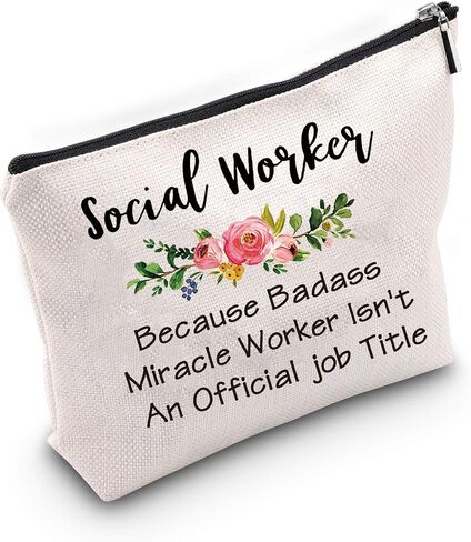 TSOTMO Social Work Appreciation Gift Social Worker Graduation Gift for Woman Because Badass Miracle Worker Makeup Bag in Kuwait