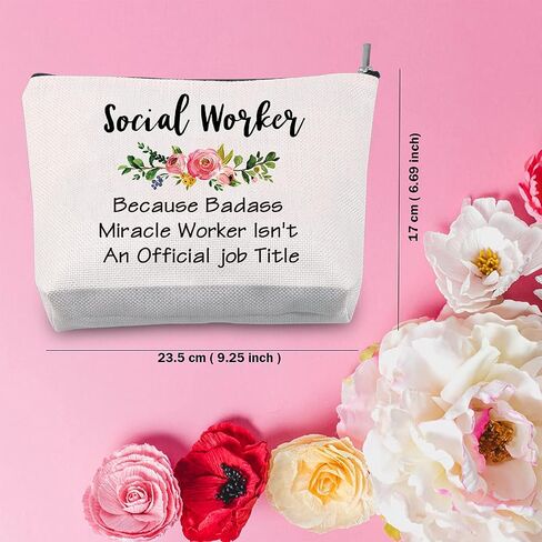 TSOTMO Social Work Appreciation Gift Social Worker Graduation Gift for Woman Because Badass Miracle Worker Makeup Bag in Kuwait
