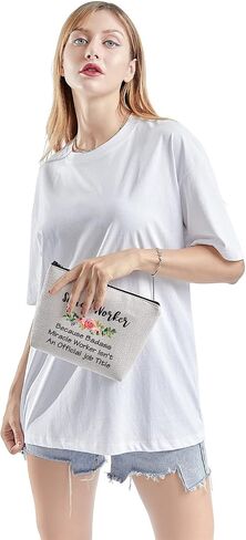 TSOTMO Social Work Appreciation Gift Social Worker Graduation Gift for Woman Because Badass Miracle Worker Makeup Bag in Kuwait