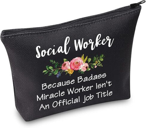 TSOTMO Social Work Appreciation Gift Social Worker Graduation Gift for Woman Because Badass Miracle Worker Makeup Bag in Kuwait