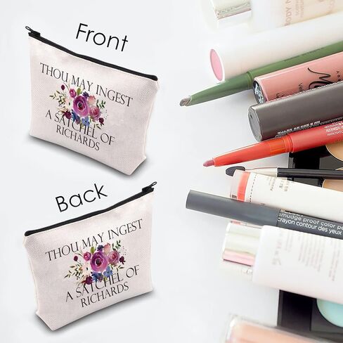 Funny Sarcastic Gift Thou May Ingest a Satchel of Richards Makeup Zipper Pouch Bag for Friends Adult Saying Joke (THOU Black Bag) in Saudi Arabia