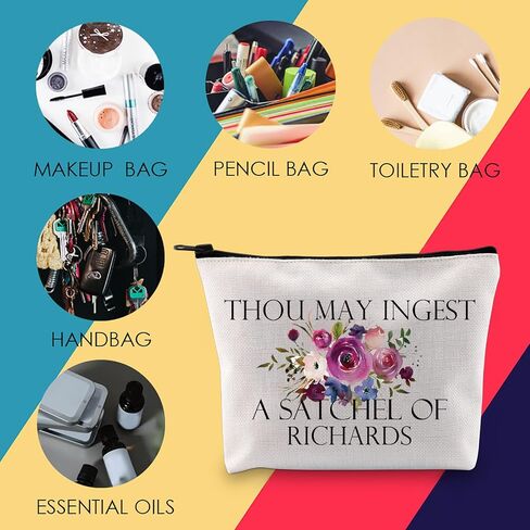 Funny Sarcastic Gift Thou May Ingest a Satchel of Richards Makeup Zipper Pouch Bag for Friends Adult Saying Joke (THOU Black Bag) in Saudi Arabia