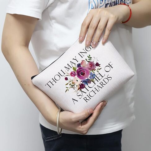 Funny Sarcastic Gift Thou May Ingest a Satchel of Richards Makeup Zipper Pouch Bag for Friends Adult Saying Joke (THOU Black Bag) in Saudi Arabia