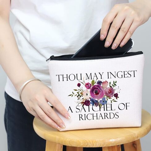 Funny Sarcastic Gift Thou May Ingest a Satchel of Richards Makeup Zipper Pouch Bag for Friends Adult Saying Joke (THOU Black Bag) in Saudi Arabia