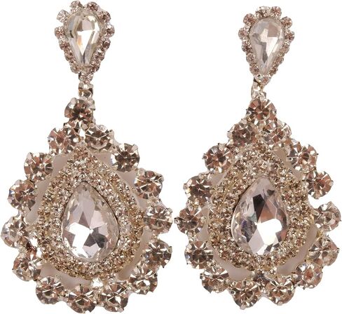 Glass Stone Crystal Bridal Earrings | Women's Dangle Jewelry Gift for Brides, Bridesmaids, Prom and Wedding Parties in Saudi Arabia