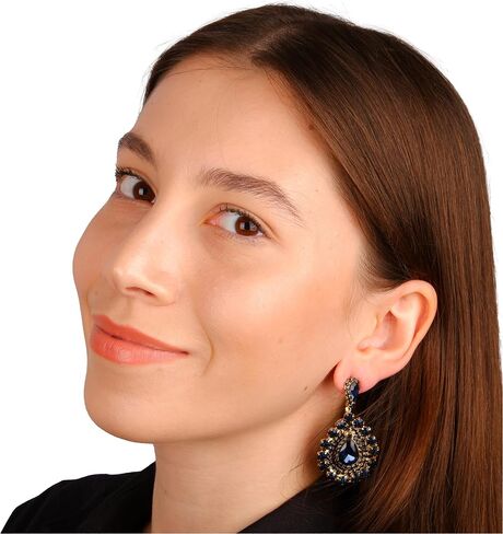 Glass Stone Crystal Bridal Earrings | Women's Dangle Jewelry Gift for Brides, Bridesmaids, Prom and Wedding Parties in Saudi Arabia