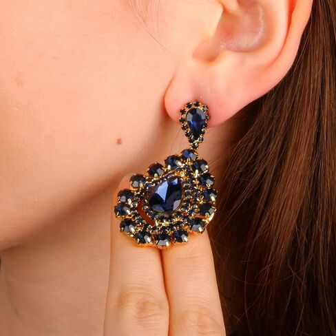 Glass Stone Crystal Bridal Earrings | Women's Dangle Jewelry Gift for Brides, Bridesmaids, Prom and Wedding Parties in Saudi Arabia