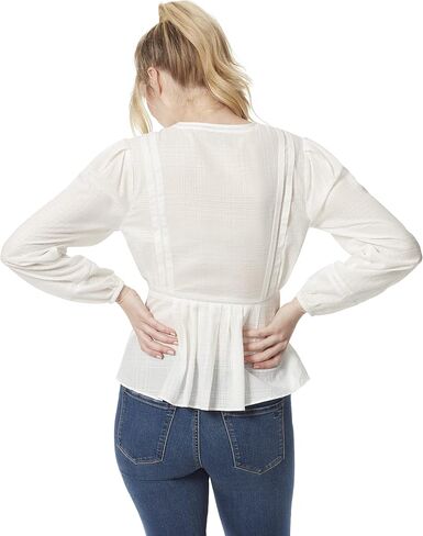 Jessica Simpson Womens Pleated Plunge-Neck Button-Down Top in Saudi Arabia