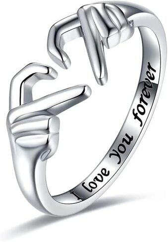 Fuqimanman2020 Gesture Heart Ring New Two Hand Creative Fashion Ring Adjustable Sweet Cool Style Ring in Saudi Arabia