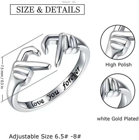 Fuqimanman2020 Gesture Heart Ring New Two Hand Creative Fashion Ring Adjustable Sweet Cool Style Ring in Saudi Arabia