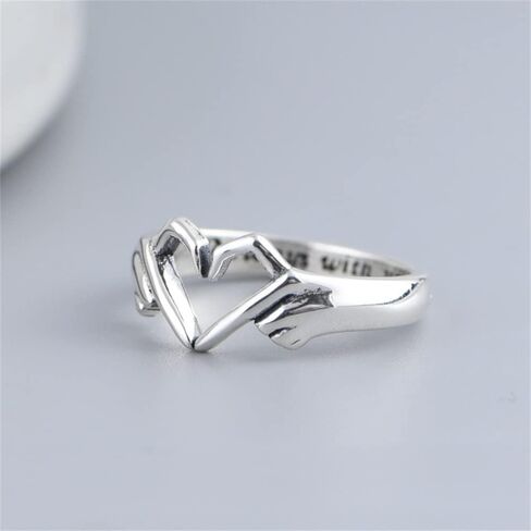 Fuqimanman2020 Gesture Heart Ring New Two Hand Creative Fashion Ring Adjustable Sweet Cool Style Ring in Saudi Arabia