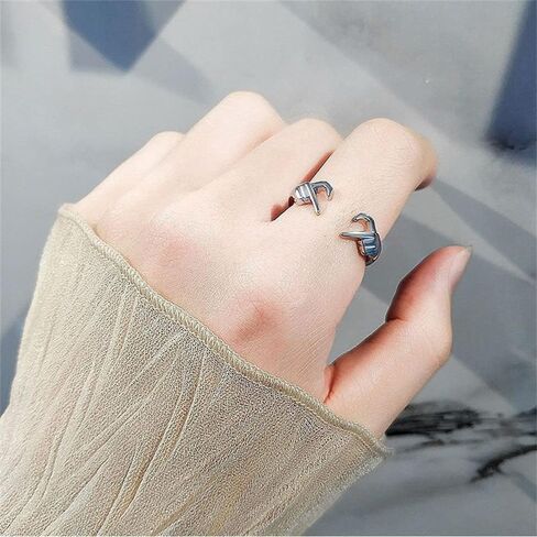 Fuqimanman2020 Gesture Heart Ring New Two Hand Creative Fashion Ring Adjustable Sweet Cool Style Ring in Saudi Arabia