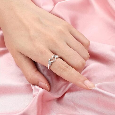 Fuqimanman2020 Gesture Heart Ring New Two Hand Creative Fashion Ring Adjustable Sweet Cool Style Ring in Saudi Arabia