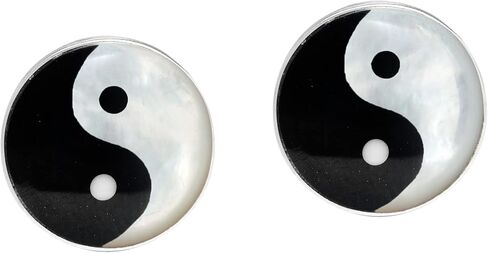 AeraVida Tiny Balance of Life Yin Yang Symbol 10 mm .925 Sterling Silver Stud Earrings | Adorable Sterling Silver Stud Earring for Women | Jewelry Gift All Occasions in Saudi Arabia