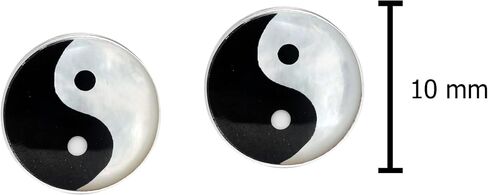 AeraVida Tiny Balance of Life Yin Yang Symbol 10 mm .925 Sterling Silver Stud Earrings | Adorable Sterling Silver Stud Earring for Women | Jewelry Gift All Occasions in Saudi Arabia